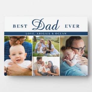 Blue 4 Photos Best Dad Ever Father's Day Plaque