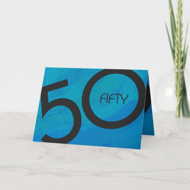 Blue 50 Decade Birthday Card (Front)