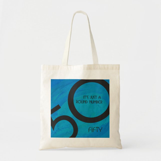 Blue 50 Decade Birthday Tote Bag (Front)