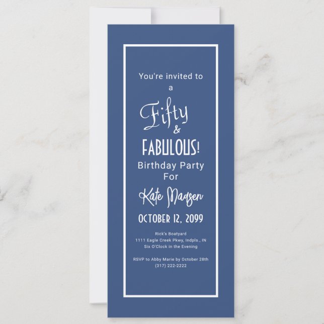 Blue 50 & FABULOUS Surprise Birthday Party Invitation (Front)