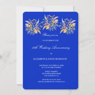 Blue 50th anniversary wedding anniversary  invitation