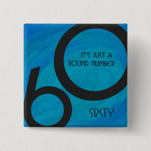 Blue 60 Decade Birthday 15 Cm Square Badge