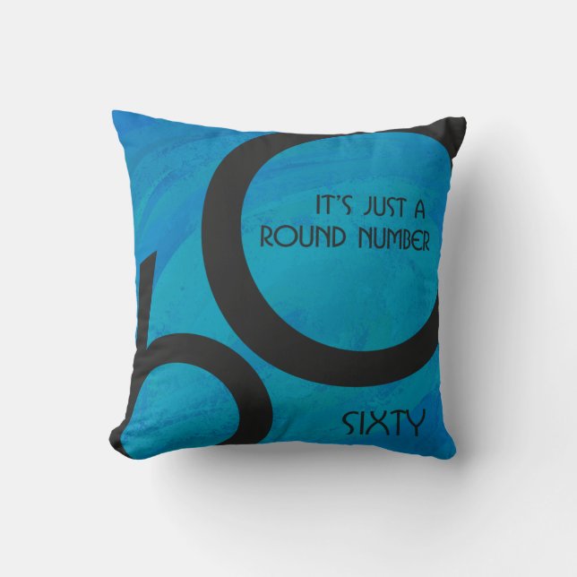 Blue 60 Decade Birthday Cushion (Front)