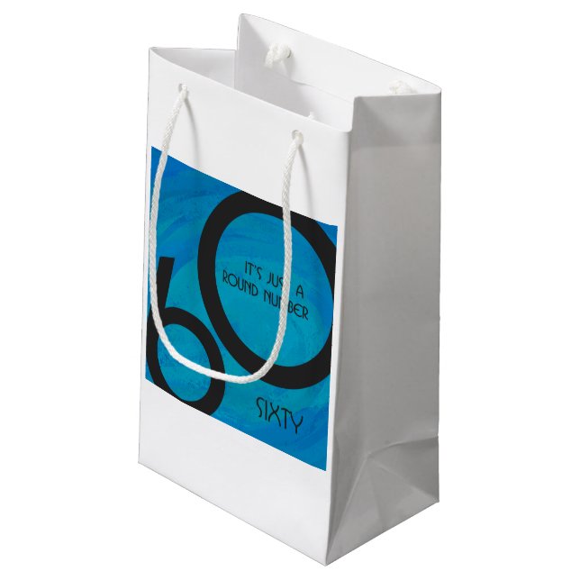 Blue 60 Decade Birthday Small Gift Bag (Back Angled)