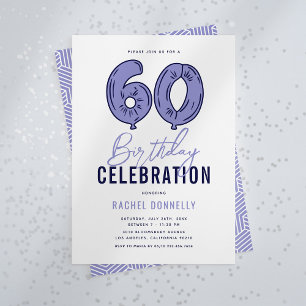 Blue 60th Birthday Party Invitation