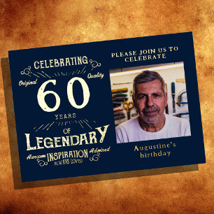 Blue 60th Birthday Vintage Gold