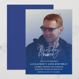Blue 62nd birthday invitation Birthday party Photo