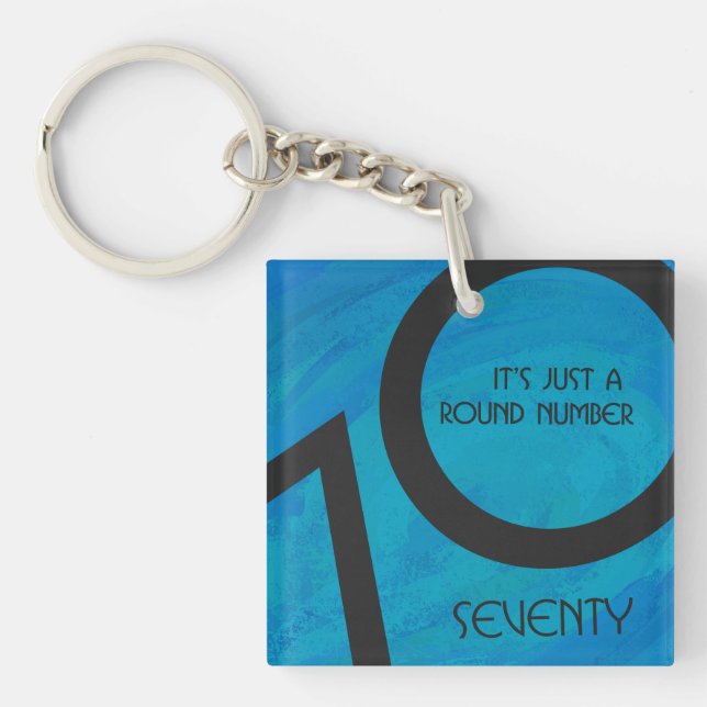 Blue 70 Decade Birthday Key Ring (Front)