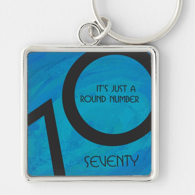 Blue 70 Decade Birthday Key Ring (Front)
