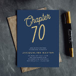 Blue 70th Birthday Gold Script 70 Invitation<br><div class="desc">Celebrate a momentous milestone in style with this chic Blue 70th Birthday Gold Script 70 Invitation. Featuring a beautiful shade of blue with an elegant gold script, this 70th birthday invitation perfectly captures the elegance of your special day. This stylish party invite showcases a one-of-a-kind design and helps set the...</div>
