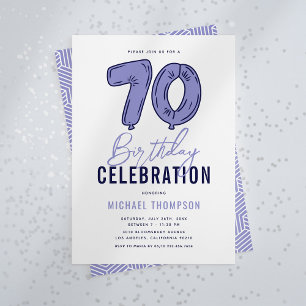 Blue 70th Birthday Party Invitation