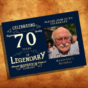 Blue 70th Birthday Vintage Gold