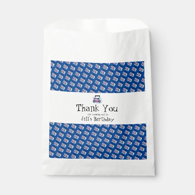 Blue 80s 90s Throw Back Music  Classic   Favour Bags (Front)