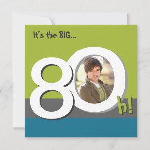 Blue 80th Big 8-Oh! Photo Template Birthday Party