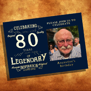 Blue 80th Birthday Vintage Gold