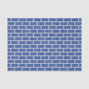 Blue 8-Bit Pixelated Graphics Style Bricks Pattern Tissue Paper