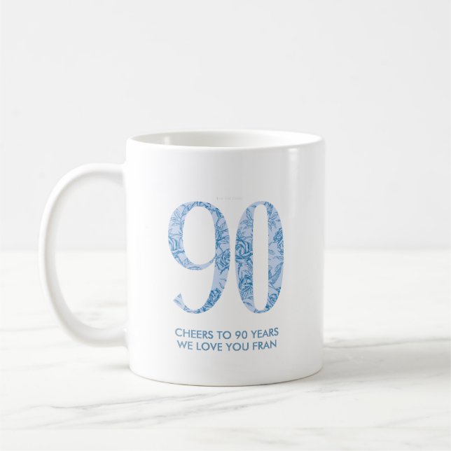 Blue 90th Birthday Party Favour Mug 3 Photo (Left)