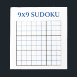 Blue 9x9 Blank Sudoku Grid Notepad<br><div class="desc">This sudoku template is great for learning logic and problem-solving skills while also having fun. For kids and adults who prefer solving sudoku puzzles on a piece of paper, you can now have personalized templates ready to use. Everything is fully customizable - text, background, and the 9x9 grid.</div>