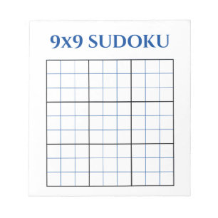 Blue 9x9 Blank Sudoku Grid Notepad
