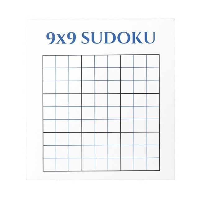 Blue 9x9 Blank Sudoku Grid Notepad (Front)