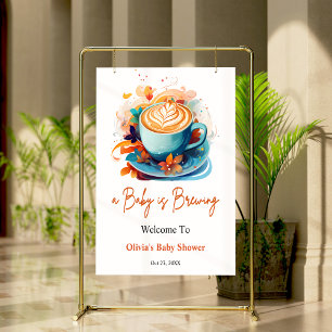 Blue A Baby is Brewing Baby Shower Welcome  Poster