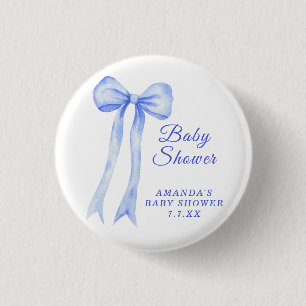 Blue a Bow It's a Boy Baby shower 3 Cm Round Badge