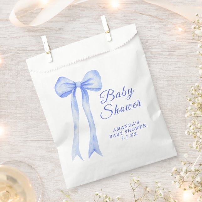 Blue a Bow It's a Boy Baby shower Favour Bags (Clipped)