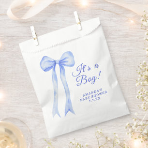 Blue a Bow It's a Boy Baby shower Favour Bags