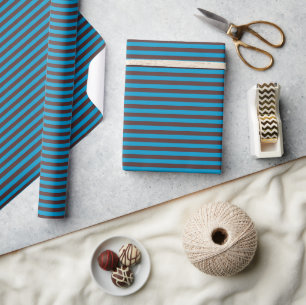 Blue a brown stripes  wrapping paper
