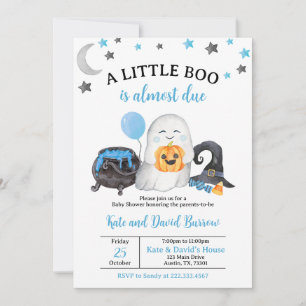 Blue A Little Boo Baby Shower Invitation