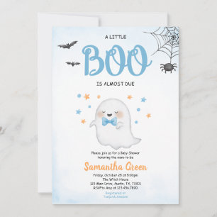 Blue A Little Boo Baby Shower Invitation