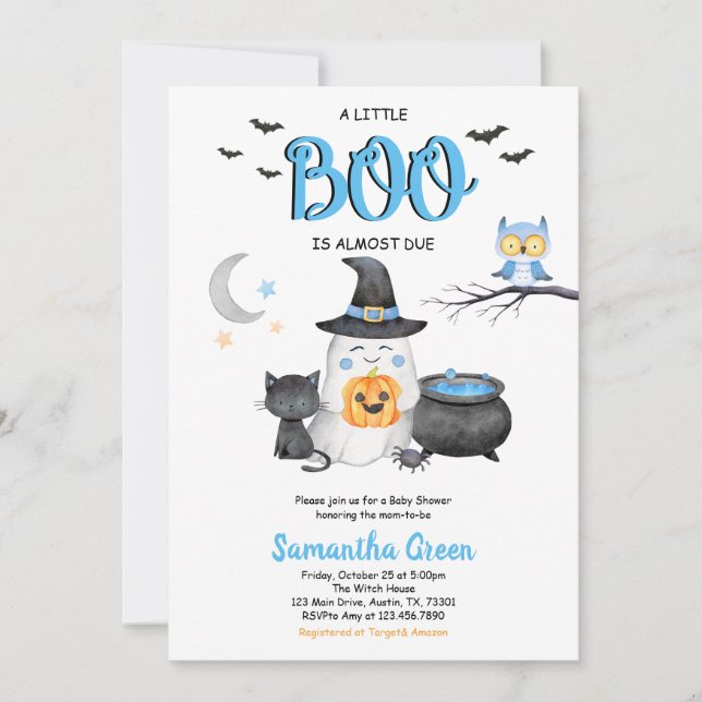 Blue A Little Boo Baby Shower Invitation (Front)