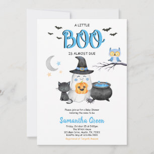Blue A Little Boo Baby Shower Invitation
