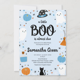 Blue A Little Boo Baby Shower Invitation