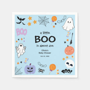 Blue A Little Boo Cute Ghost Halloween Baby Shower Napkin