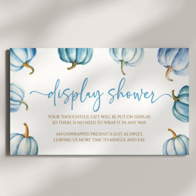 Blue A Little Pumpkin Baby Shower Display Shower Enclosure Card (Creator Uploaded)