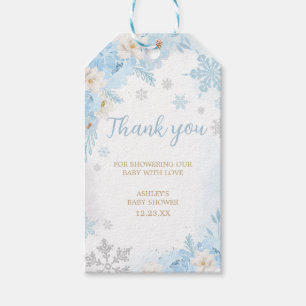 Blue A Little Snowflake Baby Shower Favour Tags