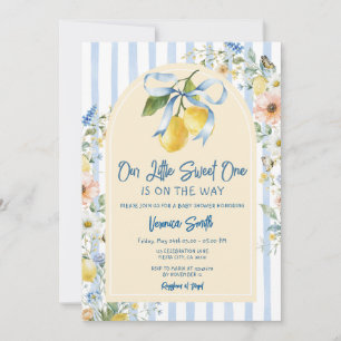 Blue A Sweet Little One Citrus Lemon Baby Shower Invitation