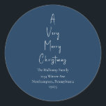 Blue A Very Merry Christmas Tree Envelope Seals<br><div class="desc">These blue a very merry Christmas tree envelope seals are perfect for your minimalist shabby chic boho blue and white holiday greeting. The minimal whimsical handwritten calligraphy is delicate and rustic while staying classy and elegant. You will find that everything about this product is editable, so feel free to add...</div>