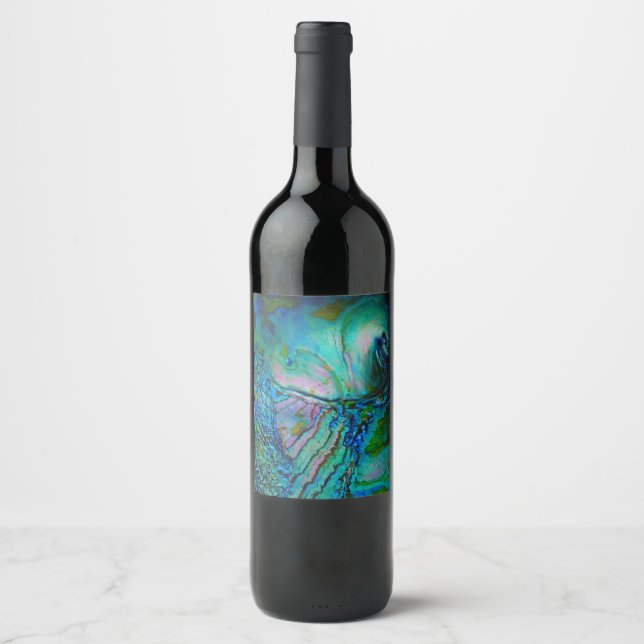 Blue Abalone Motif Wine Label (Front)