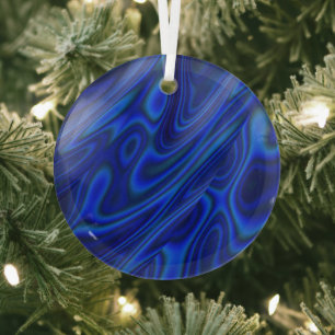 Blue Abalone Shell Fractal Abstract Suncatcher Glass Tree Decoration