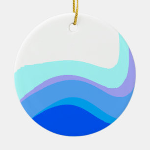 Blue Abstract 1112 Ceramic Tree Decoration