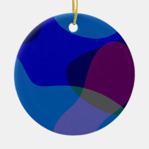 Blue Abstract 1118 - Groovy Blue And Purple Art Ceramic Tree Decoration