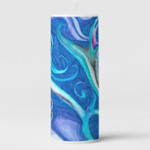 Blue abstract 3" x 4" Pillar Candle