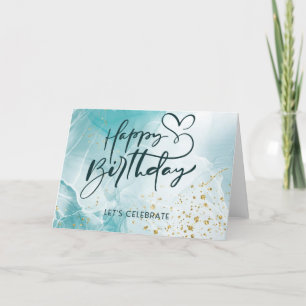 Blue Abstract Aesthetic Watercolor Birthday Card