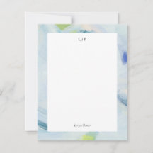 Blue Abstract Art Personalised Flat Note Card