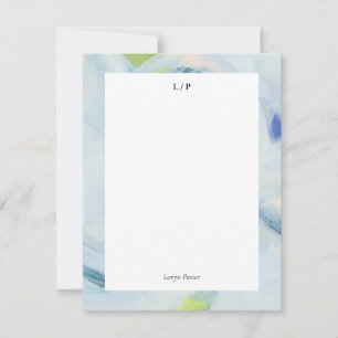 Blue Abstract Art Personalised Flat Note Card