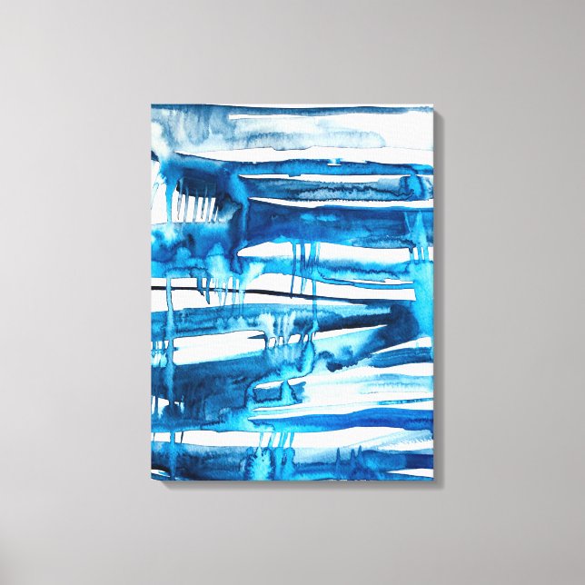 Blue abstract art watercolor icicles  canvas print (Front)