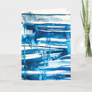 Blue abstract art watercolor icicles  card