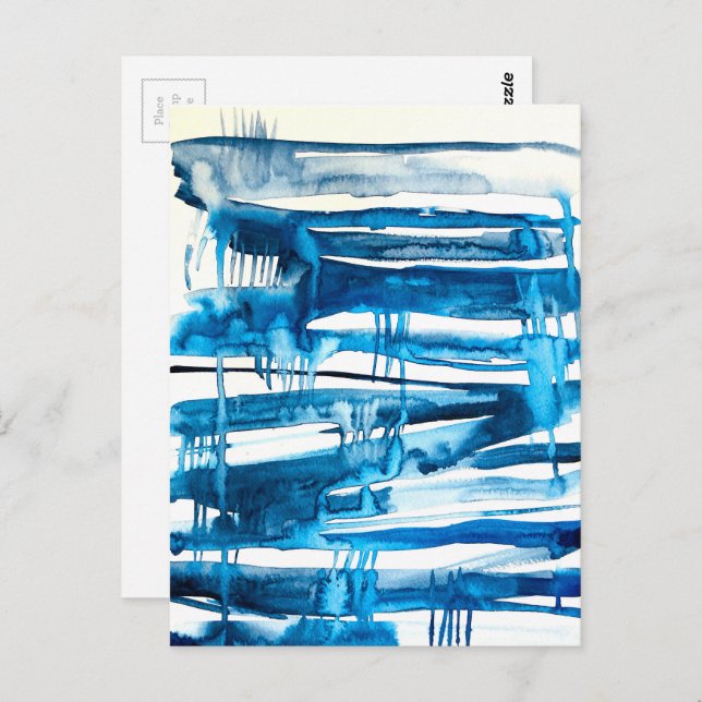 Blue abstract art watercolor icicles  postcard (Front/Back)